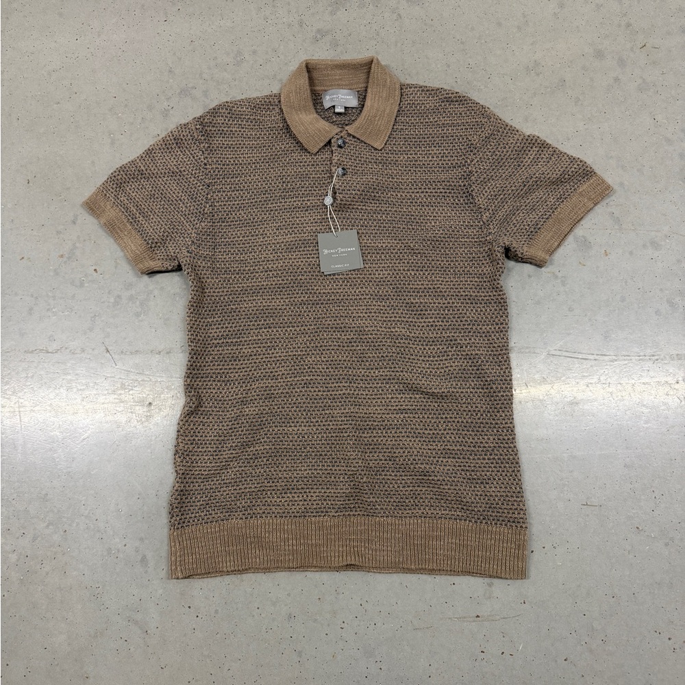 Hickey Freeman Brown Knit Polo Shirt